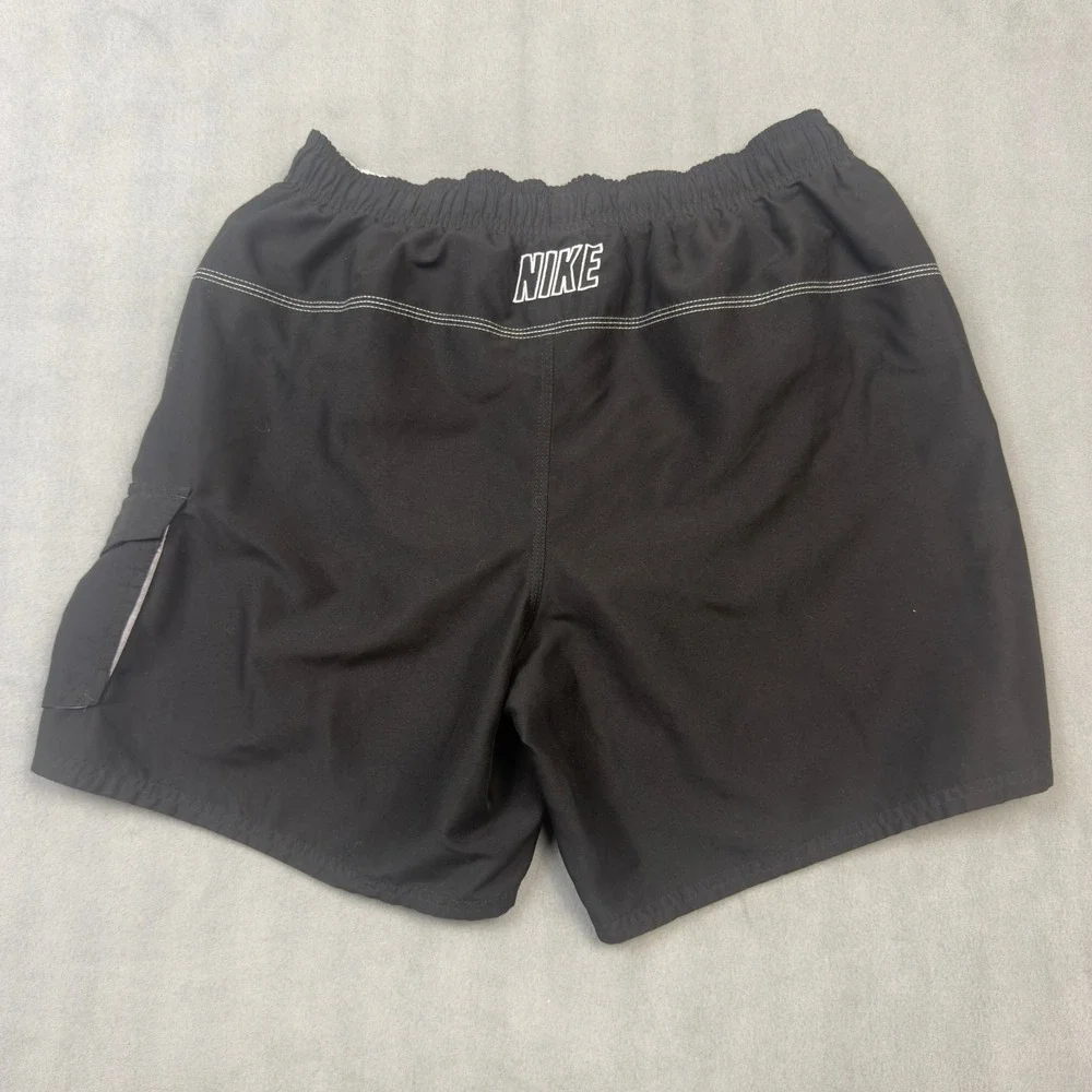Nike Mens Swim Trunks Black Mesh Lined Cargo Pocket Shorts Large